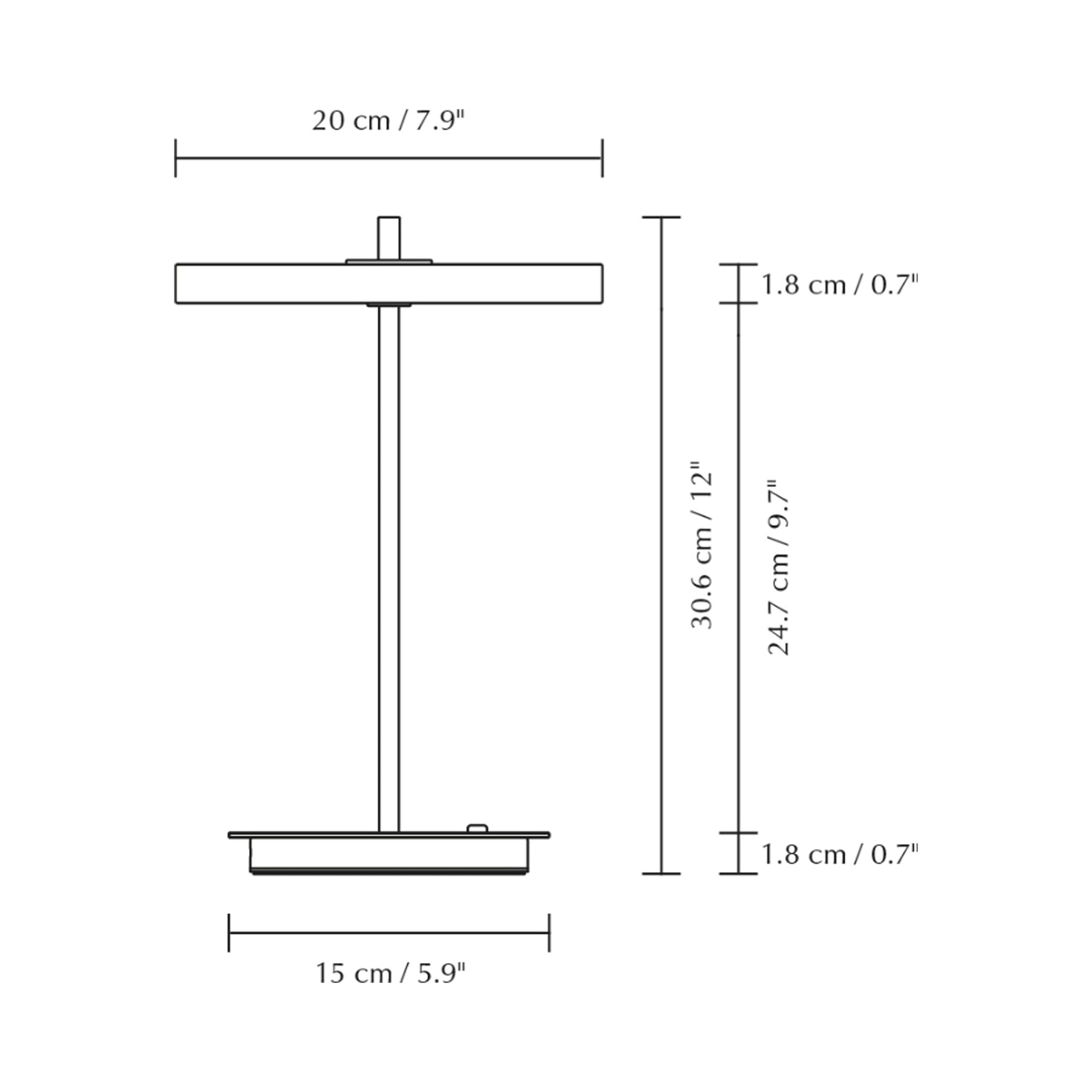 Asteria Move LED Portable Table Lamp - line drawing.