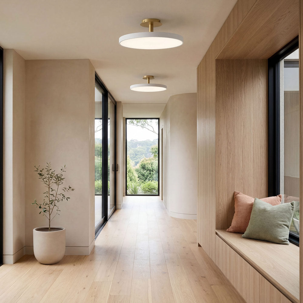 Asteria Up LED Flush Mount Ceiling Light in hallway.