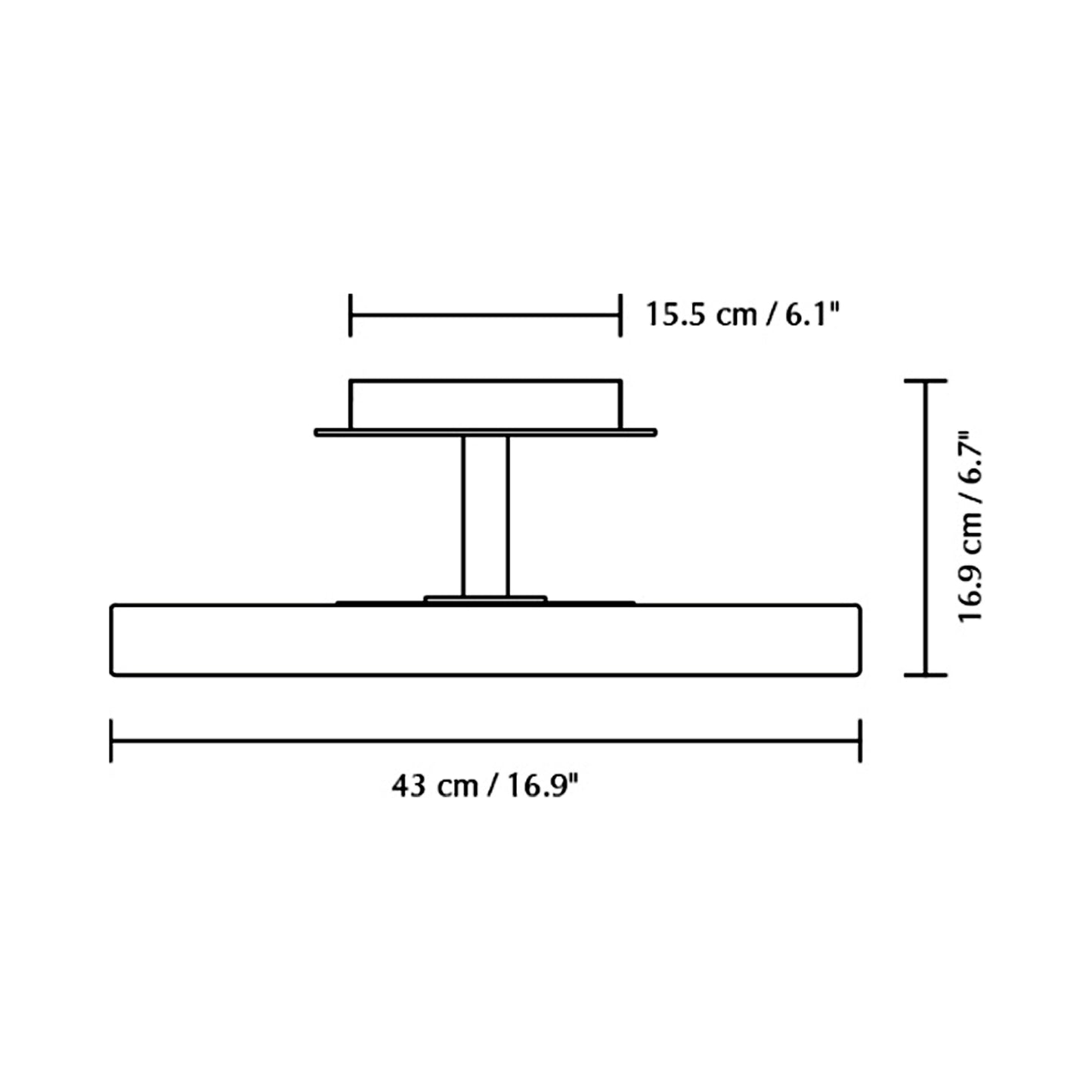 Asteria Up LED Flush Mount Ceiling Light - line drawing.