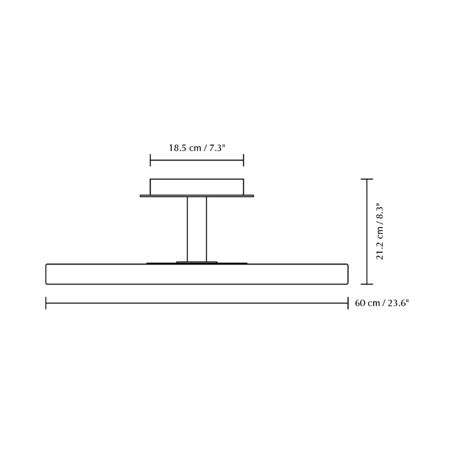 Asteria Up LED Flush Mount Ceiling Light - line drawing.