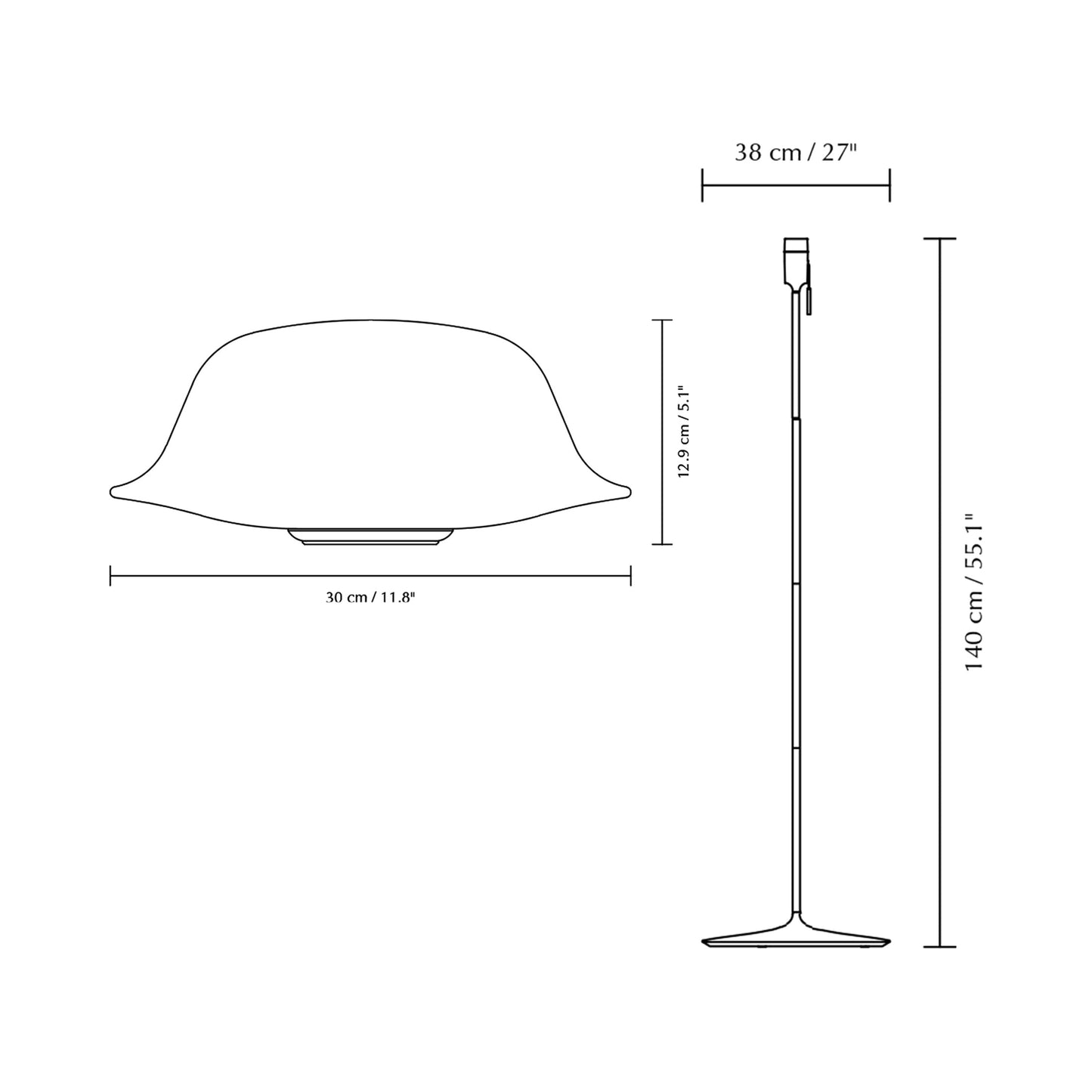 Butler Floor Lamp - line drawing.