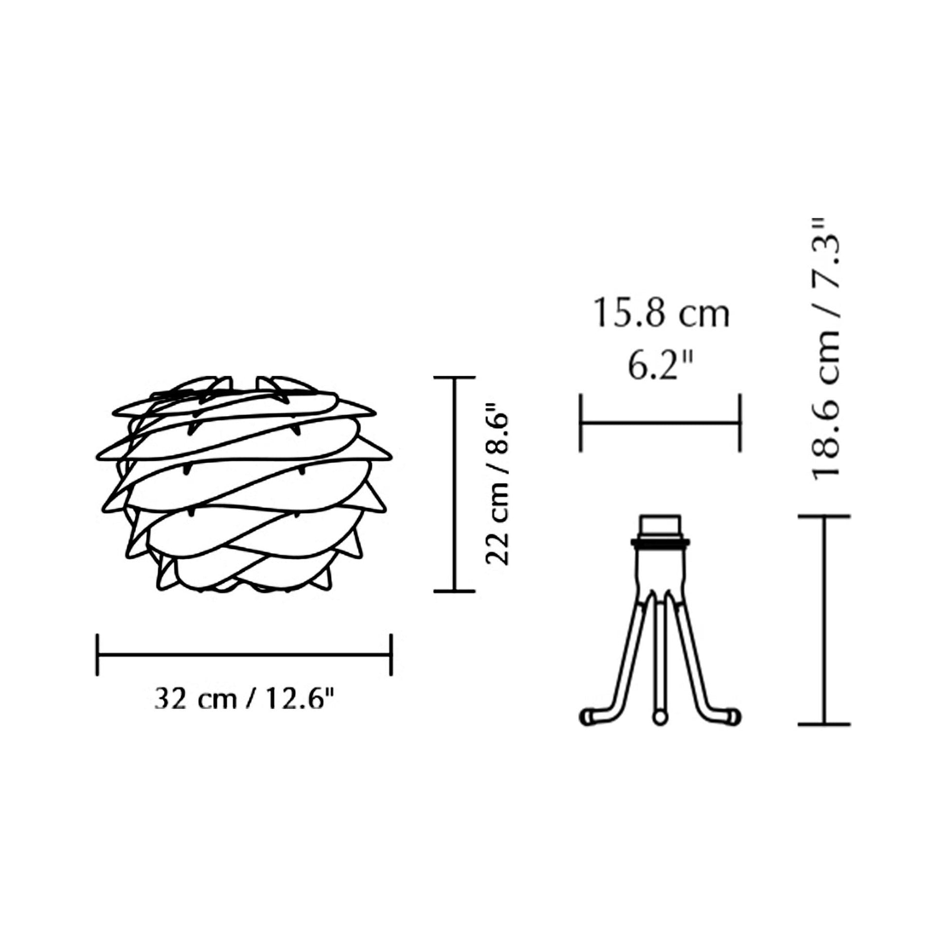 Carmina Adjustable Tripod Table Lamp - line drawing.