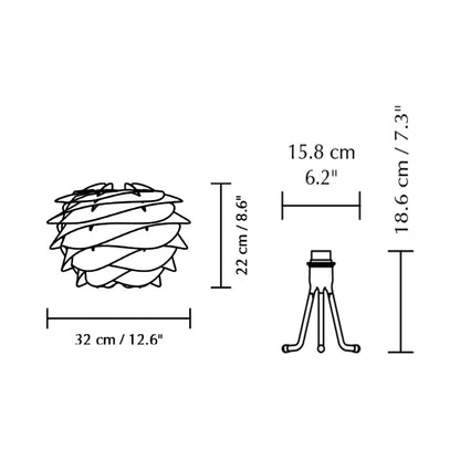 Carmina Adjustable Tripod Table Lamp - line drawing.