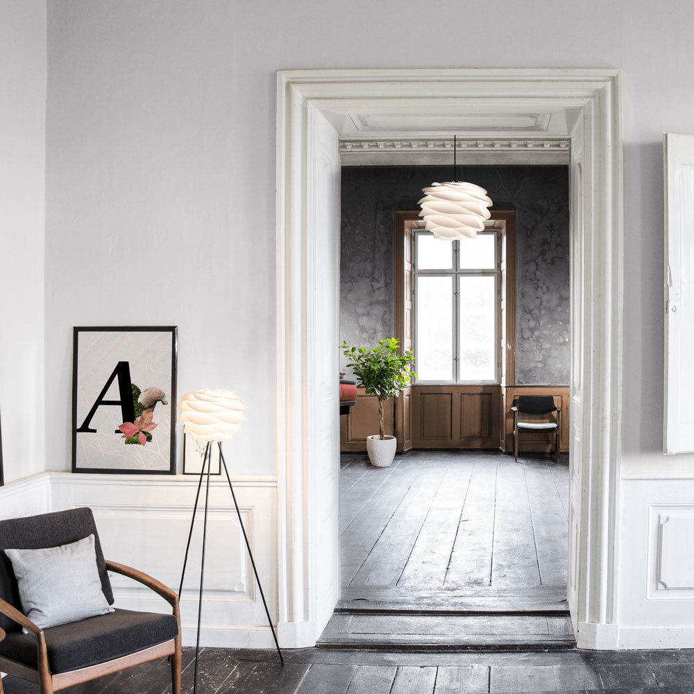 Carmina Tripod Floor Lamp in living room.