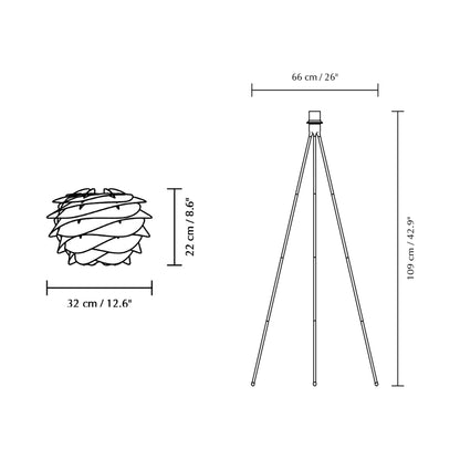 Carmina Tripod Floor Lamp - line drawing.