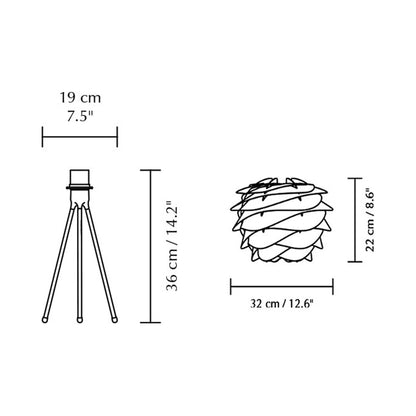 Carmina Tripod Table Lamp - line drawing.