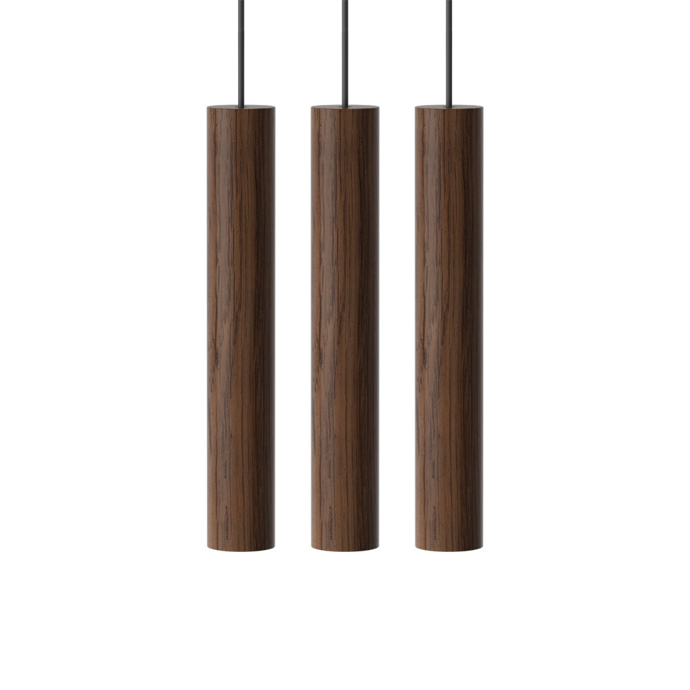 Chimes LED Cluster Pendant Light in Dark Oak.
