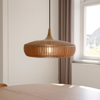 Clava Dine Wood Pendant Light in dining room.