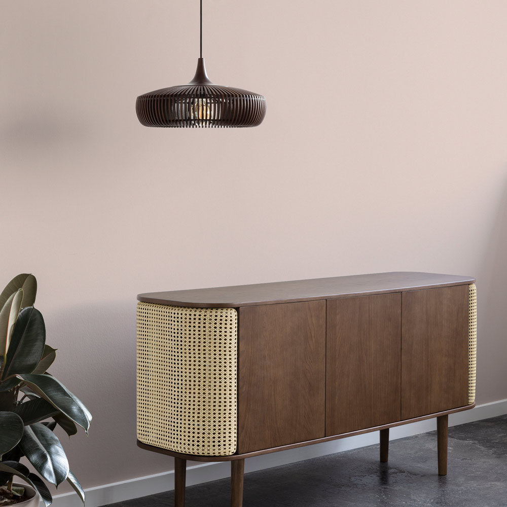 Clava Dine Wood Pendant Light in living room.