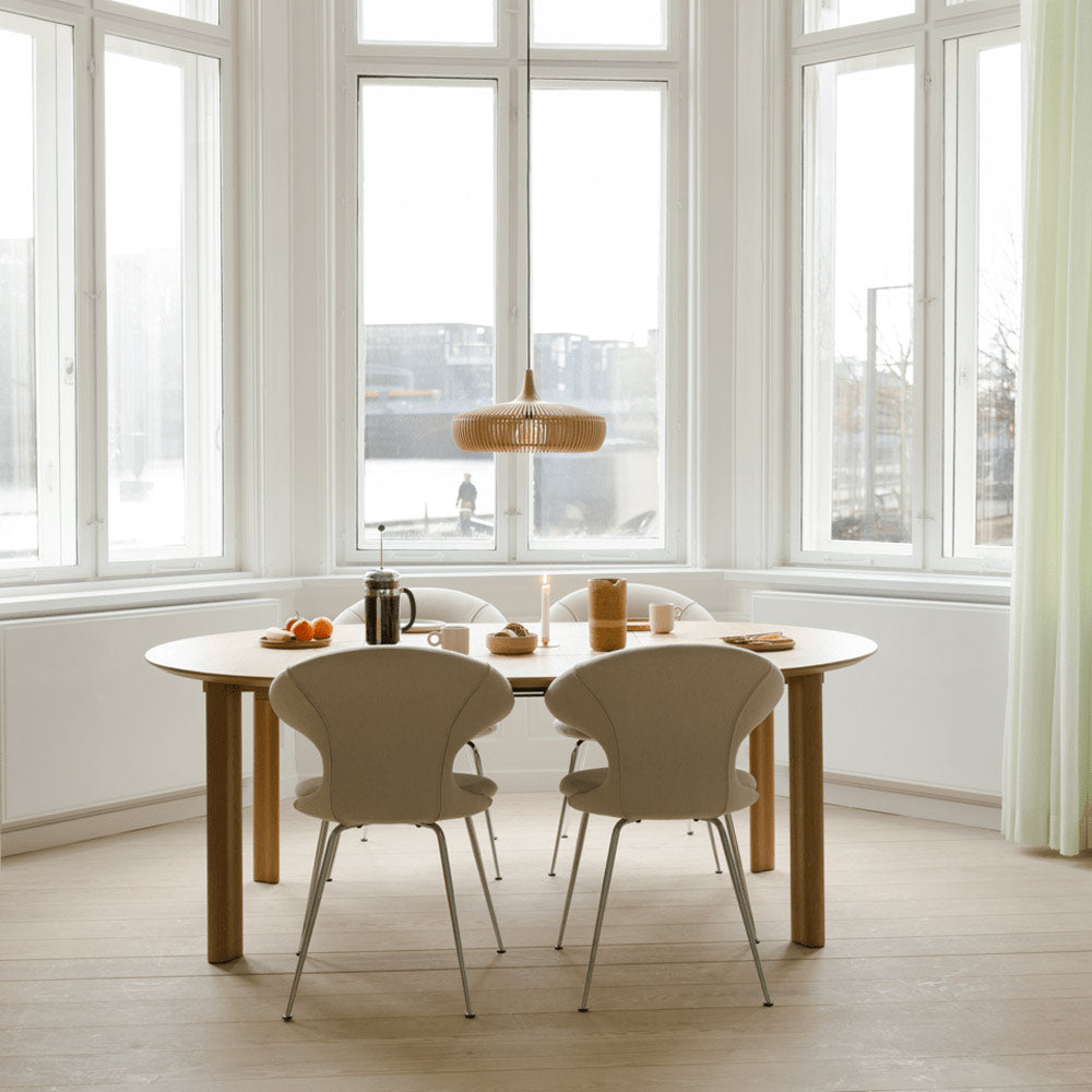 Clava Dine Wood Pendant Light in dining room.
