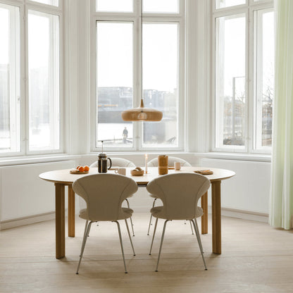 Clava Dine Wood Pendant Light in dining room.