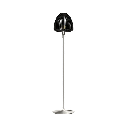Clava Wood Floor Lamp in Brushed Steel/Black Oak.