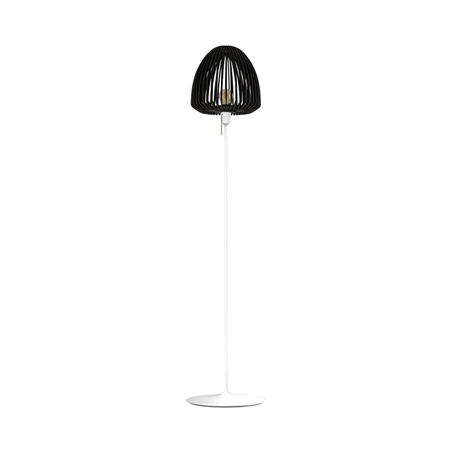 Clava Wood Floor Lamp in White/Black Oak.