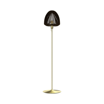 Clava Wood Floor Lamp in Brushed Brass/Dark Oak.