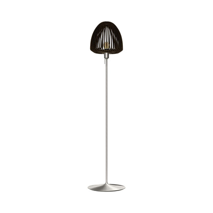 Clava Wood Floor Lamp in Brushed Steel/Dark Oak.