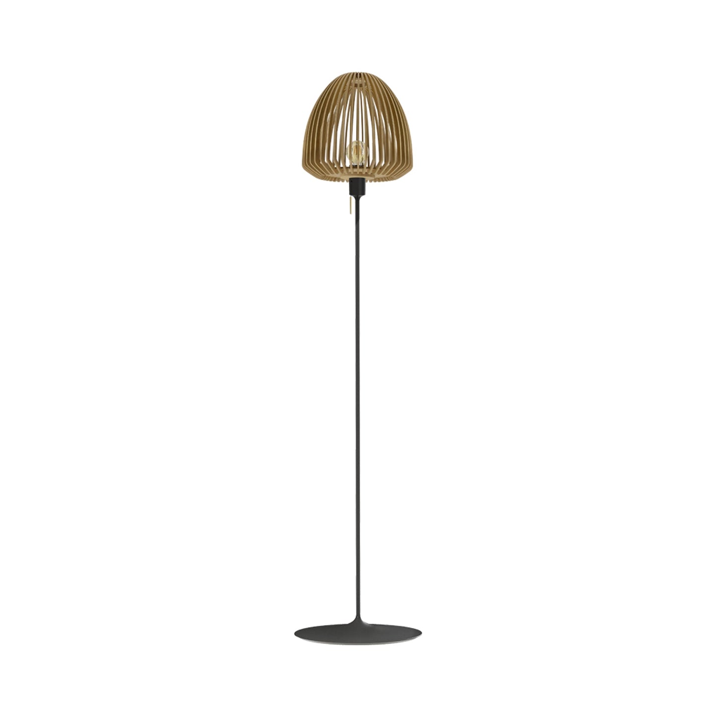 Clava Wood Floor Lamp in Black/Oak.