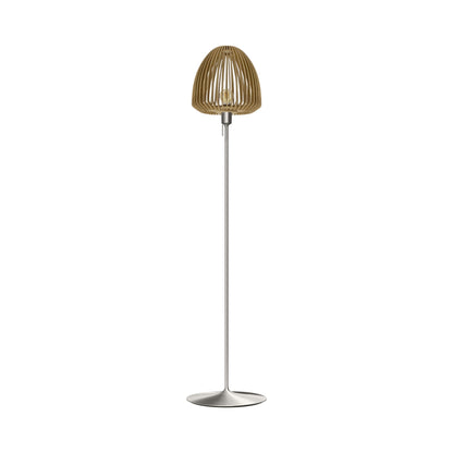 Clava Wood Floor Lamp in Brushed Steel/Oak.
