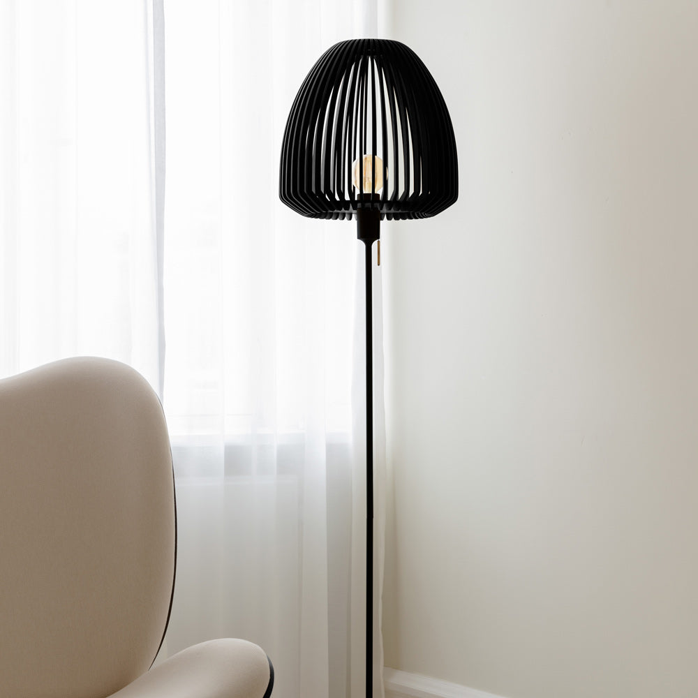 Clava Wood Floor Lamp in living room.