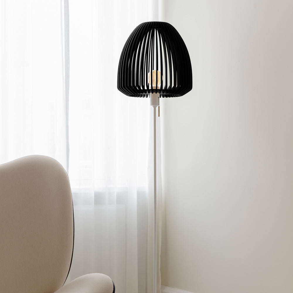 Clava Wood Floor Lamp in living room.