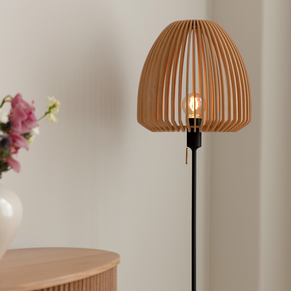 Clava Wood Floor Lamp in living room.