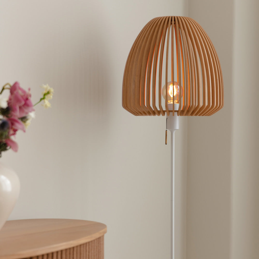 Clava Wood Floor Lamp in living room.