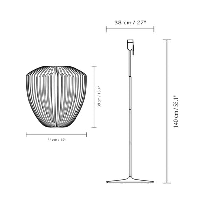 Clava Wood Floor Lamp - line drawing.