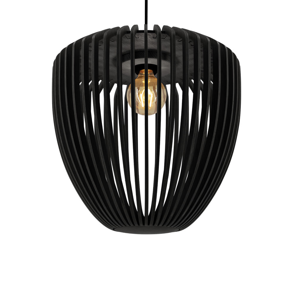 Clava Wood Pendant Light in Black Oak/Black.