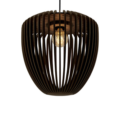 Clava Wood Pendant Light in Dark Oak/Black.