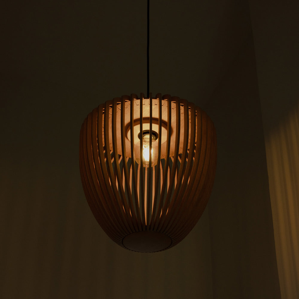 Clava Wood Pendant Light in Detail.
