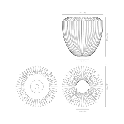 Clava Wood Pendant Light - line drawing.