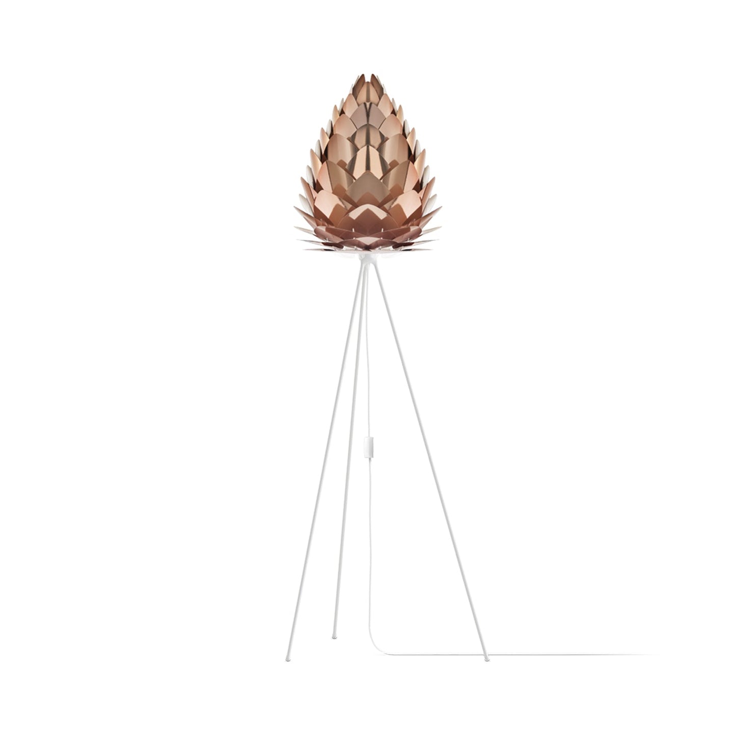 Conia Tripod Floor Lamp in White/Copper (63-Inch).