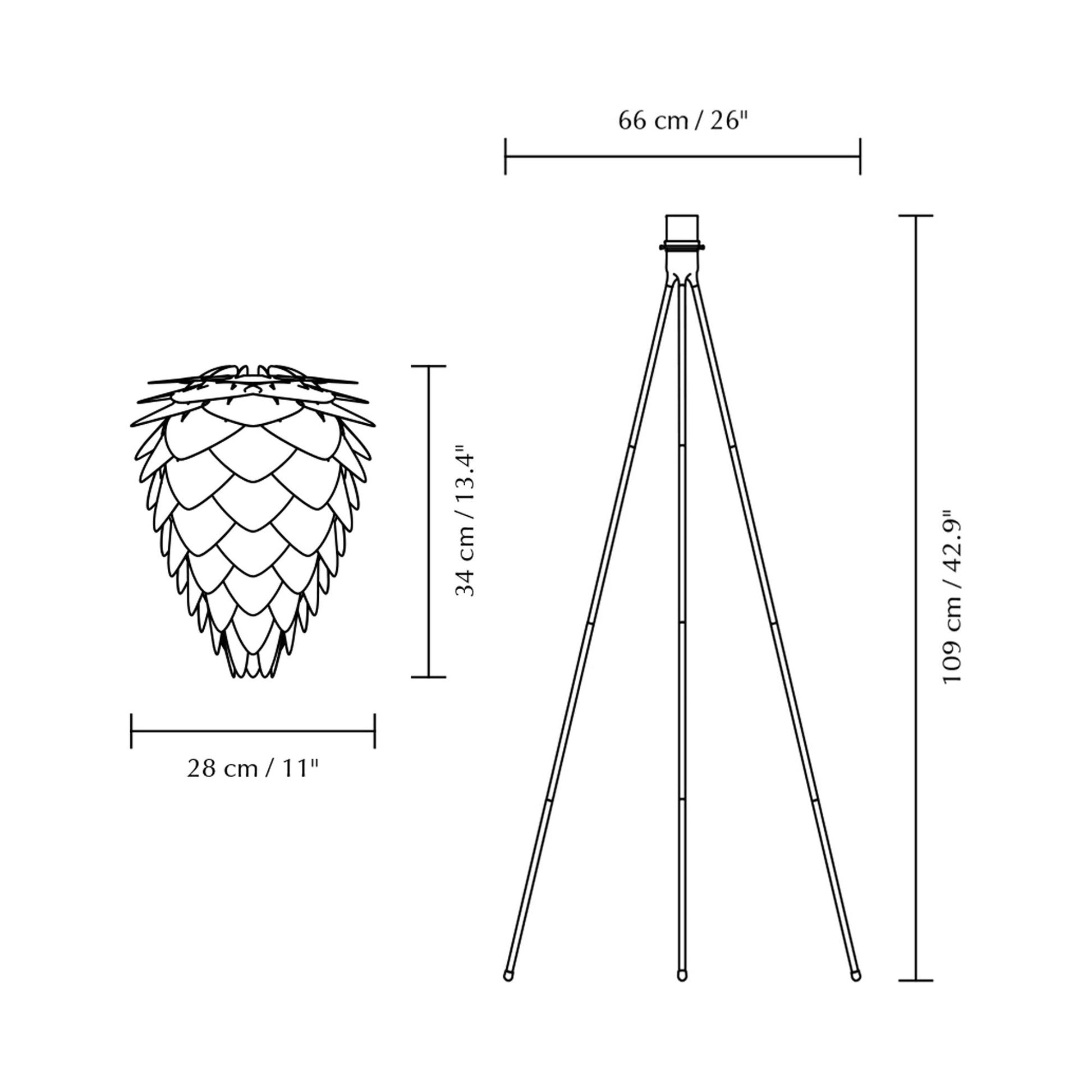 Conia Tripod Floor Lamp - line drawing.