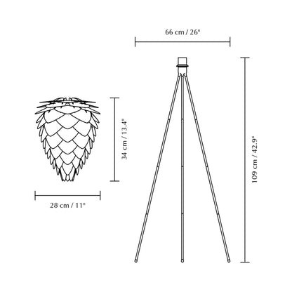 Conia Tripod Floor Lamp - line drawing.