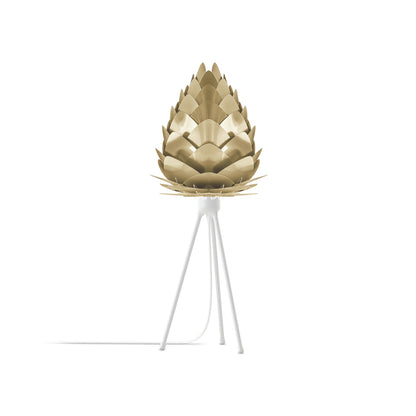 Conia Tripod Table Lamp in White/Brushed Brass (27-Inch).