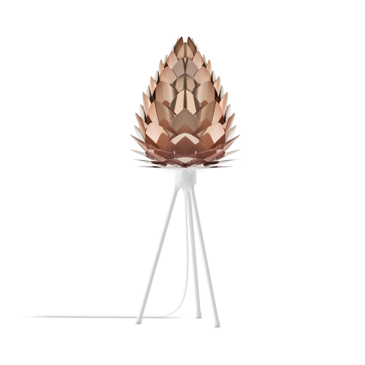 Conia Tripod Table Lamp in White/Copper (32-Inch).