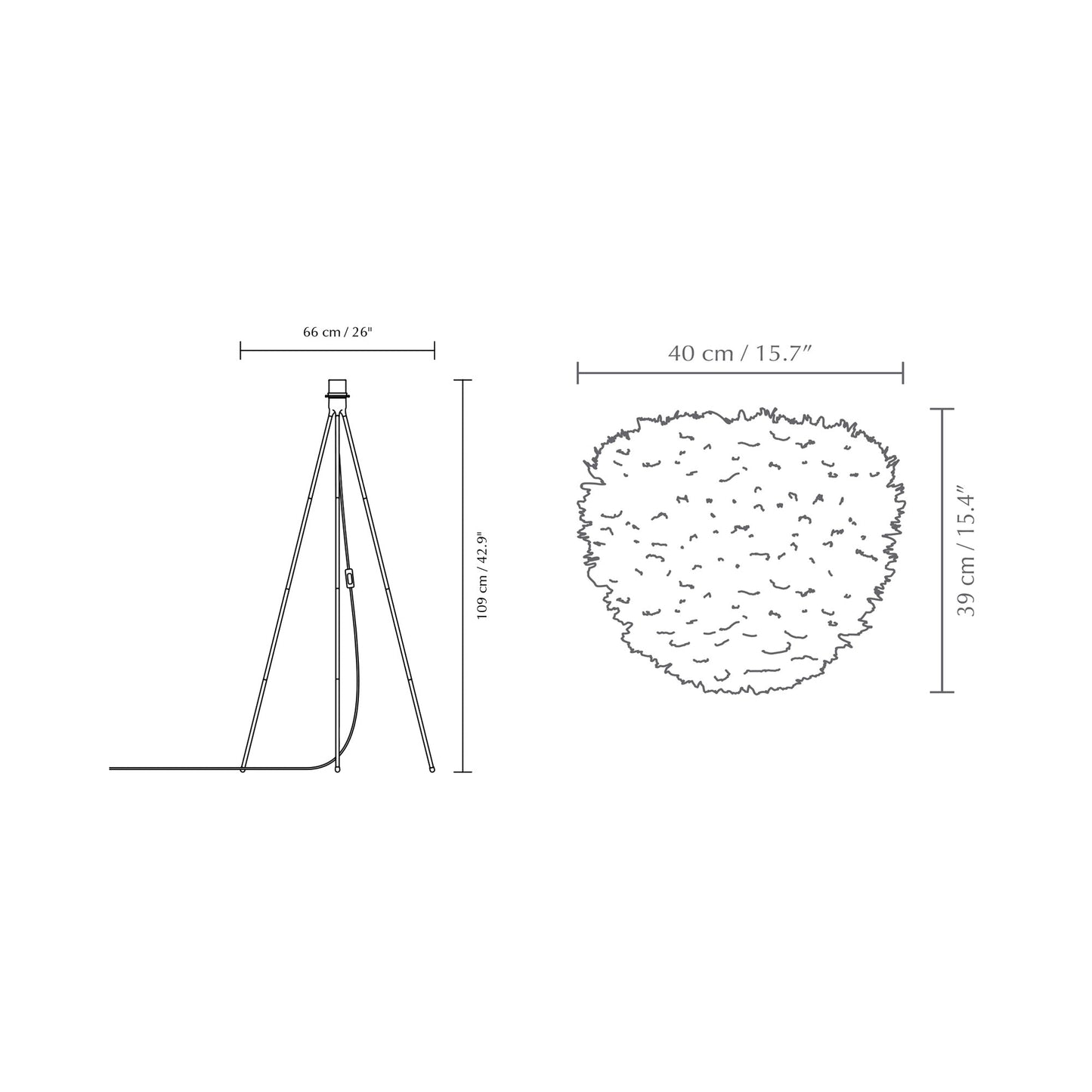Eos Evia Tripod Floor Lamp - line drawing.