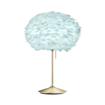 Eos Table Lamp in Brushed Brass/Light Blue.