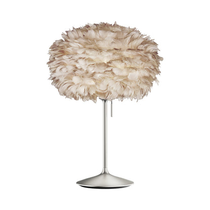 Eos Table Lamp in Brushed Steel/Light Brown.