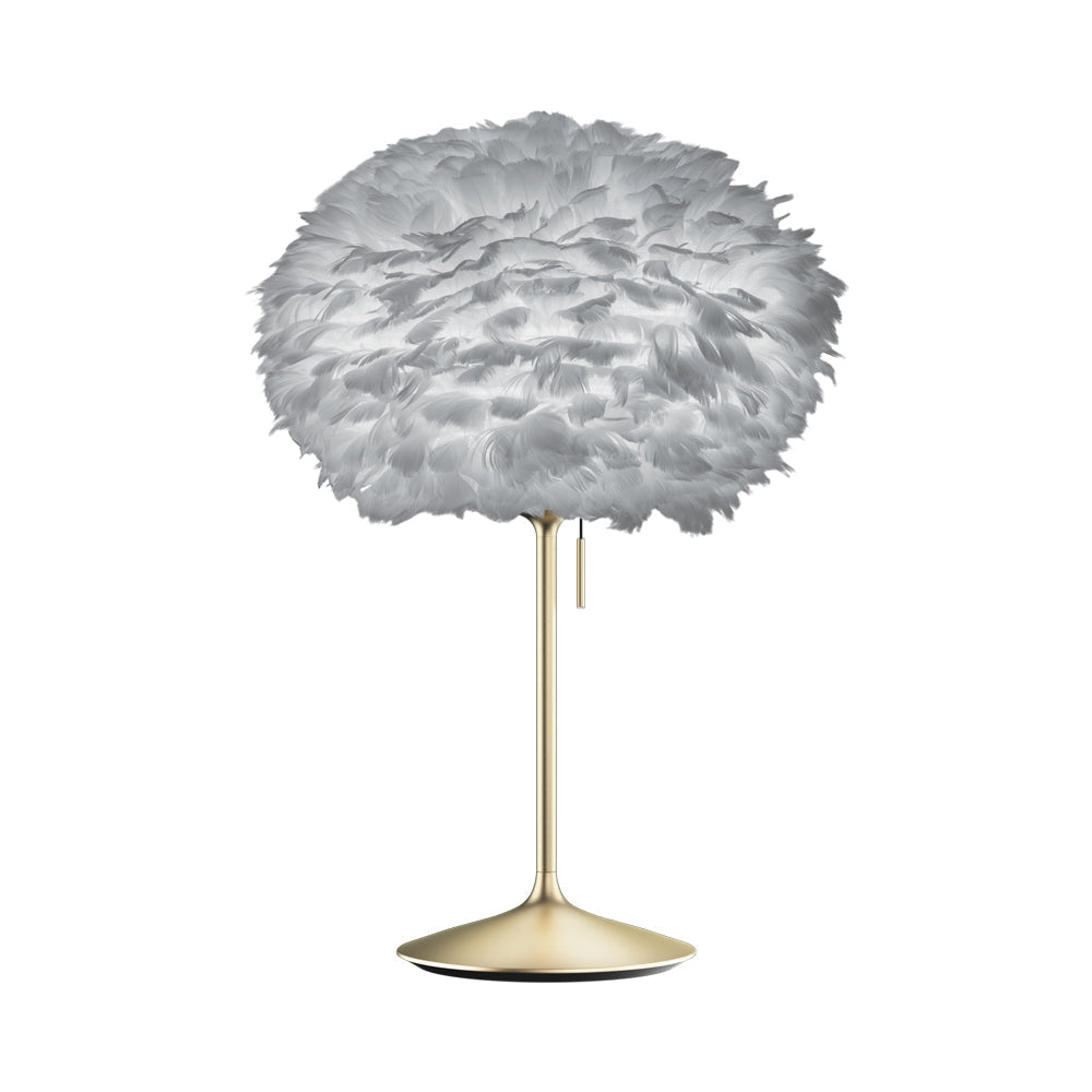 Eos Table Lamp in Brushed Brass/Light Grey.