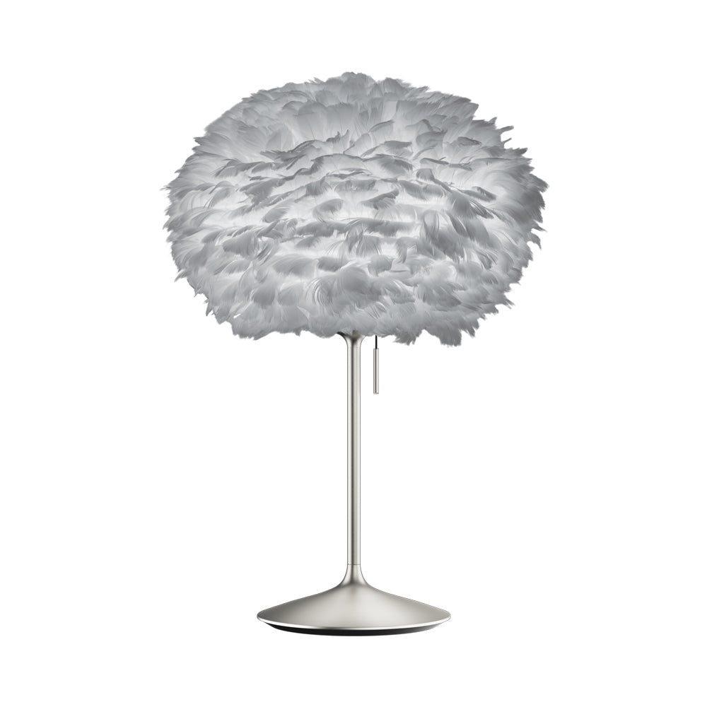Eos Table Lamp in Brushed Steel/Light Grey.