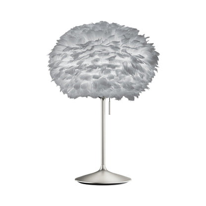 Eos Table Lamp in Brushed Steel/Light Grey.