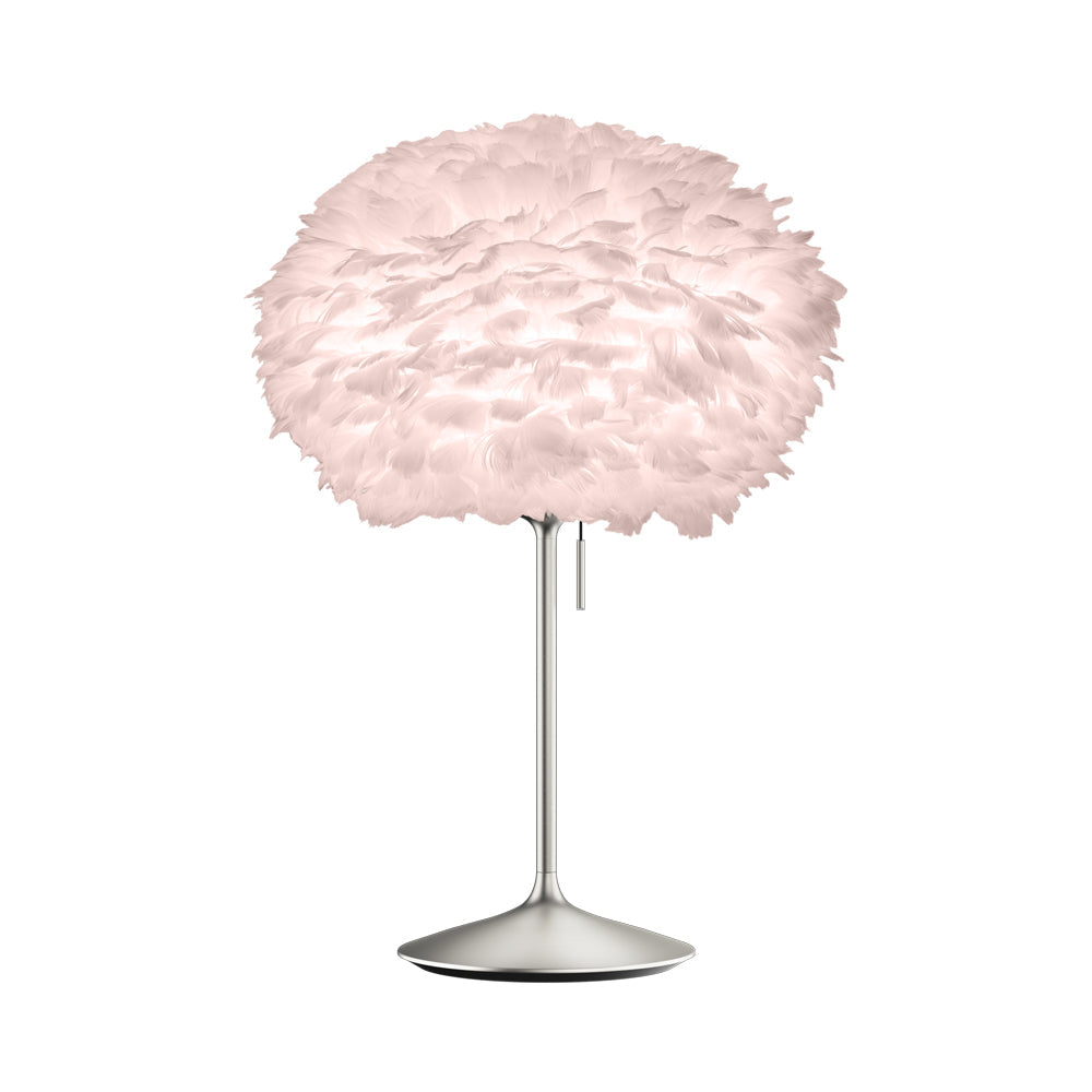 Eos Table Lamp in Brushed Steel/Light Rose.