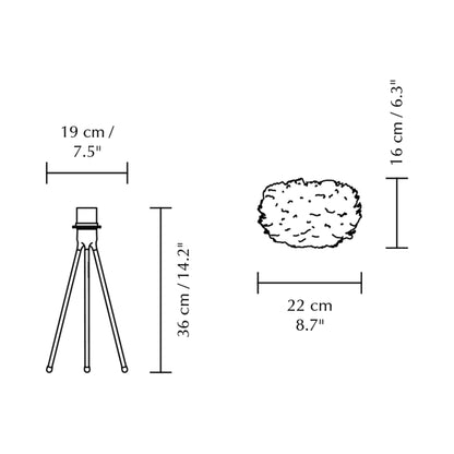 Eos Tripod Table Lamp - line drawing.