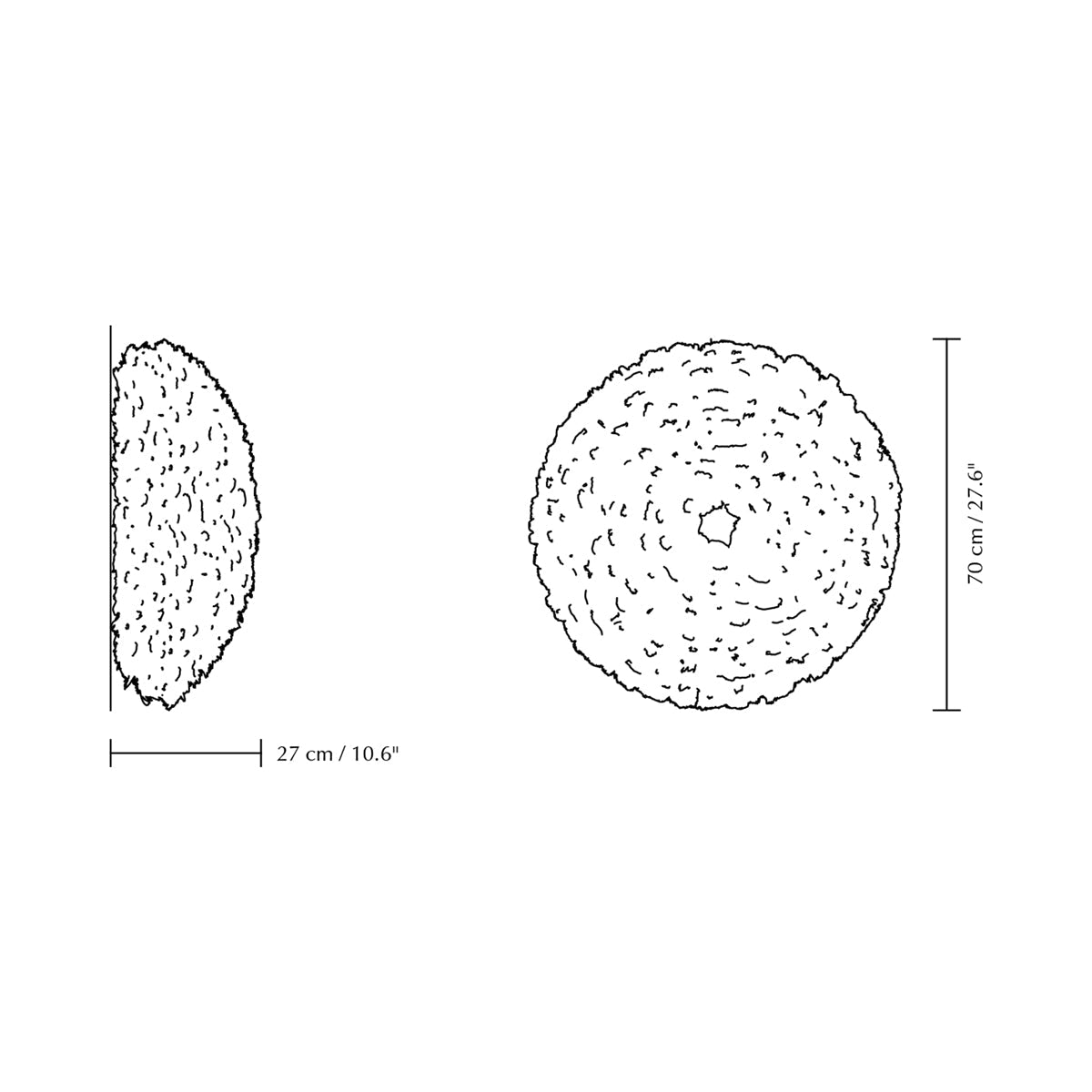 Eos Up Ceiling / Wall Light - line drawing.