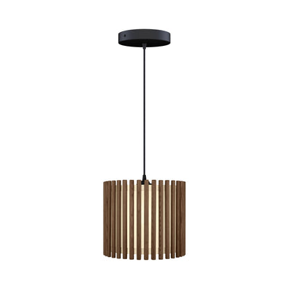 Komorebi Circle Pendant Light in Dark Oak/Black (11.6-Inch).