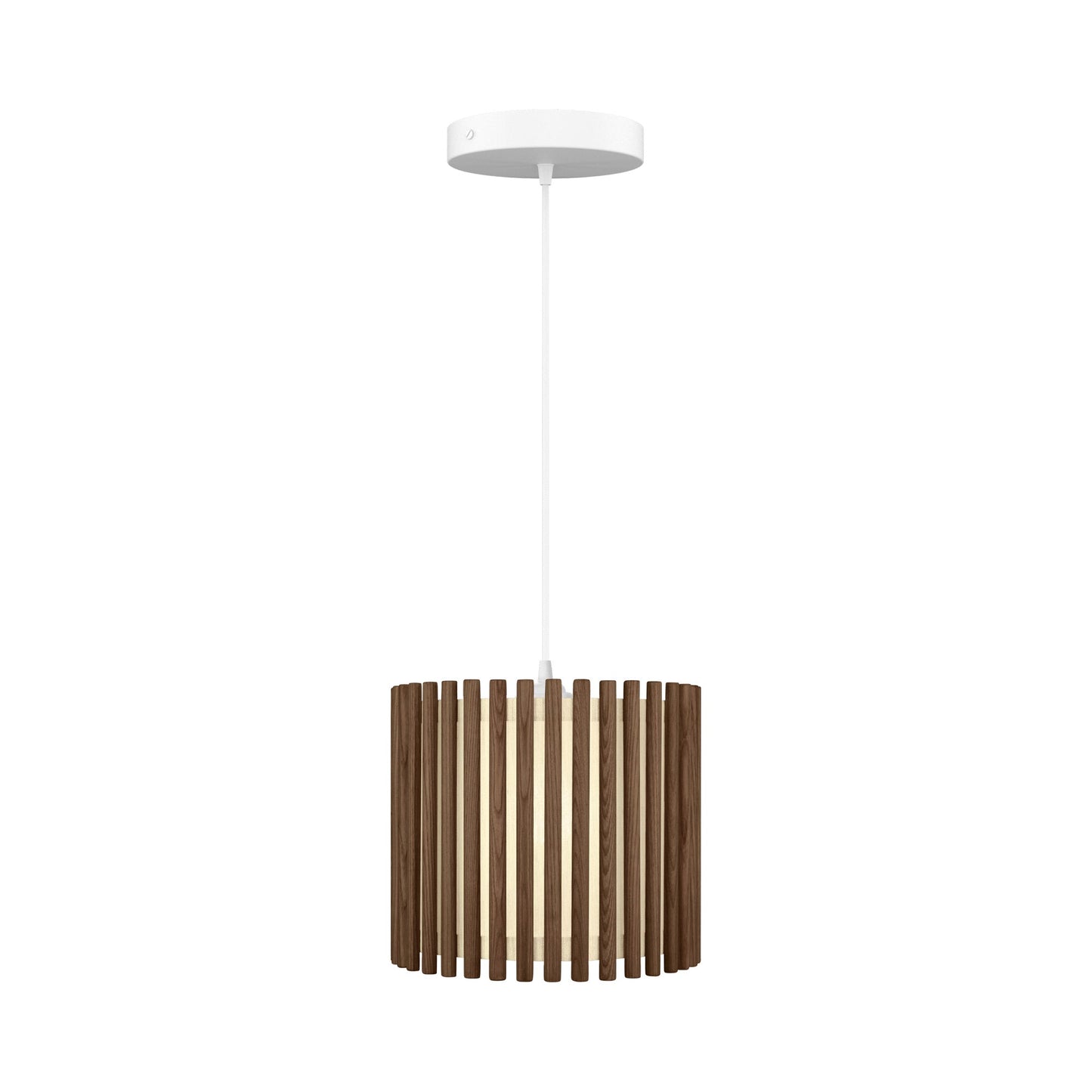 Komorebi Circle Pendant Light in Dark Oak/White (11.6-Inch).