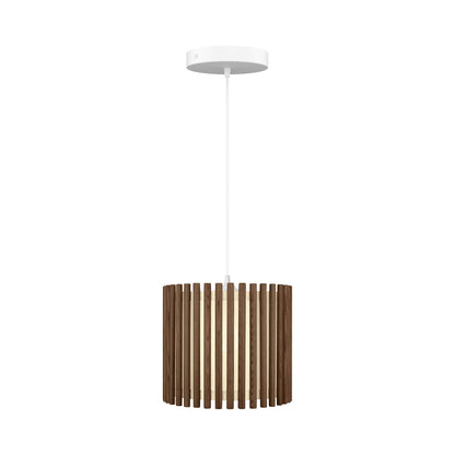 Komorebi Circle Pendant Light in Dark Oak/White (11.6-Inch).