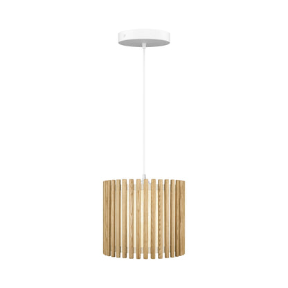Komorebi Circle Pendant Light in Oak/White (11.6-Inch).