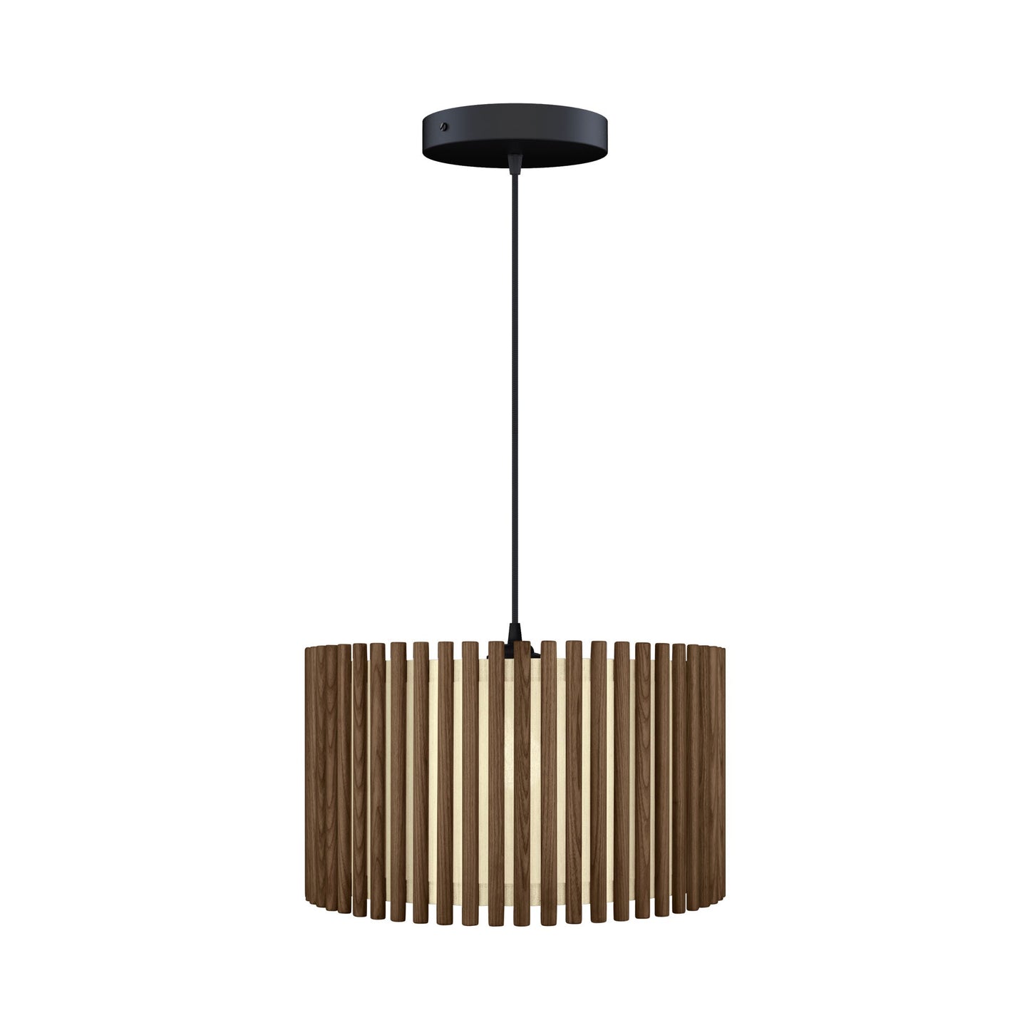 Komorebi Circle Pendant Light in Dark Oak/Black (17.6-Inch).