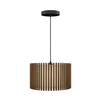 Komorebi Circle Pendant Light in Dark Oak/Black (17.6-Inch).